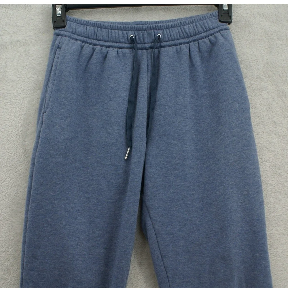 TravisMathew Mens Blue Heathered Fleece Jogger Sweatpants Small Drawstring Cuffs